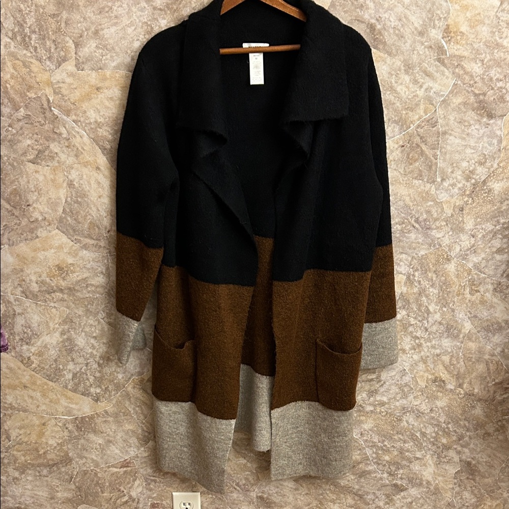 Max Studio Tricolor Open Cardigan